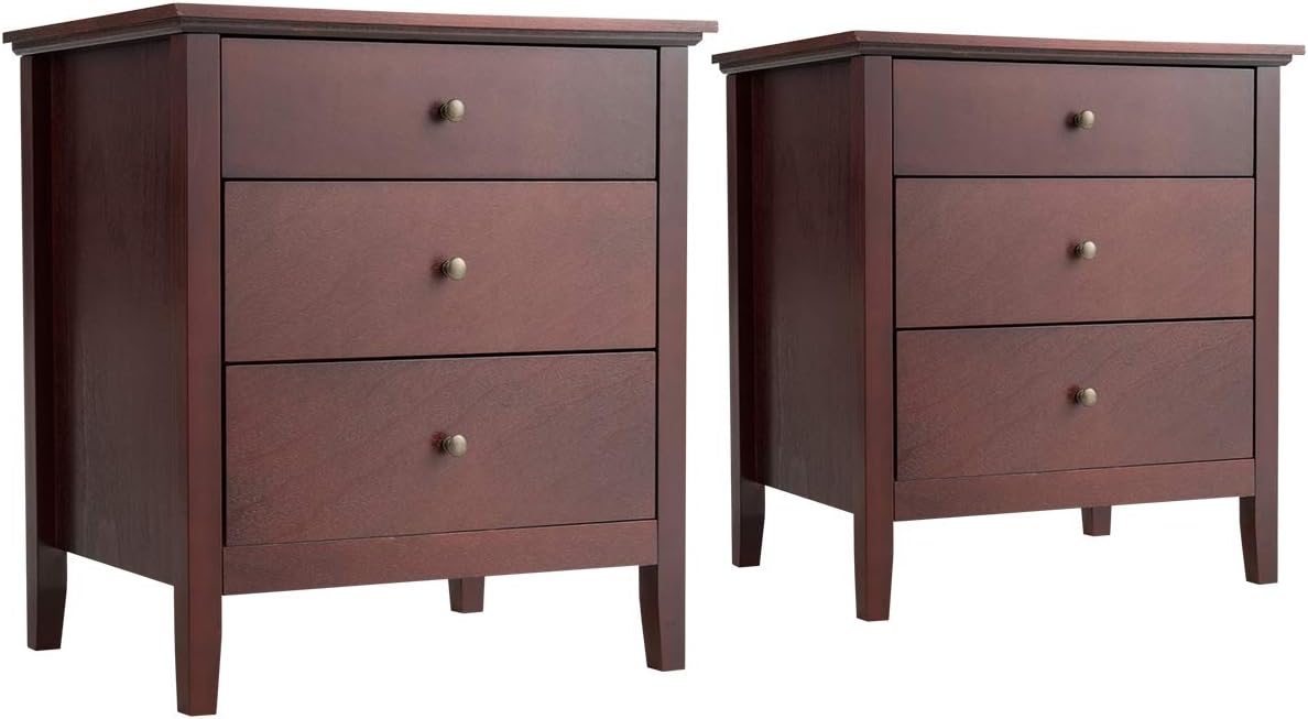 Giantex Nightstand with Drawers Solid Structure Side Table for Storage Bedroom, Living Room Accent Furniture Small Spaces Side End Table, White