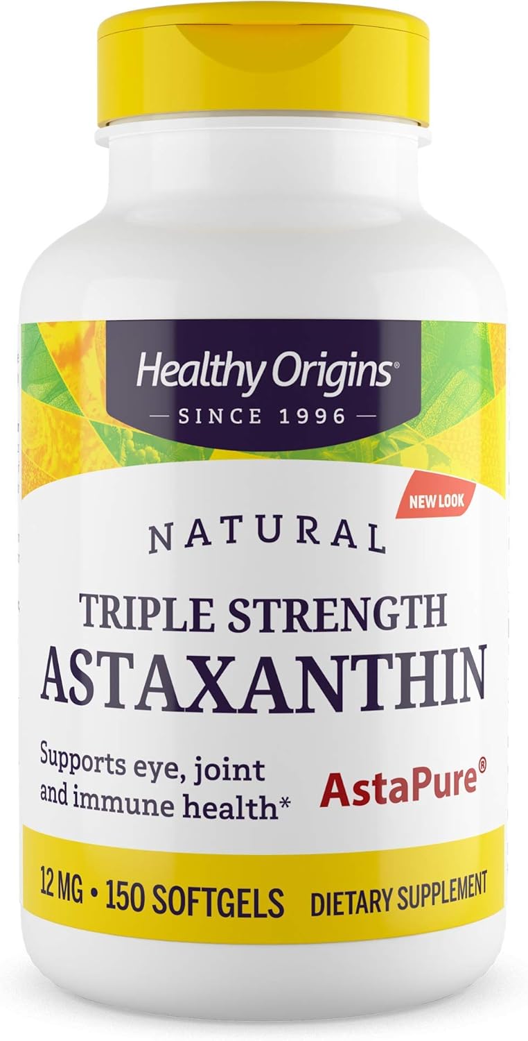 Healthy Origins Astaxanthin (AstaPure) 12 mg, 150 Softgels Pack of 2
