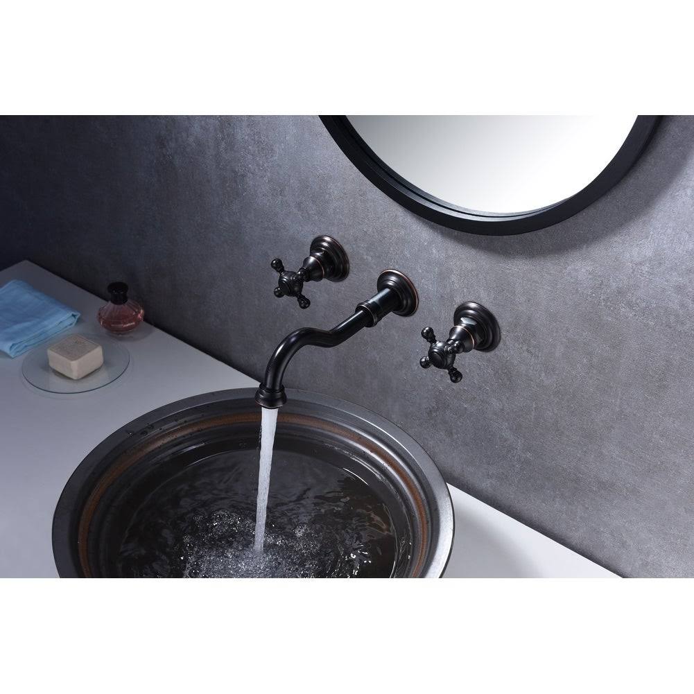 Sumerain Double-Handle Wall Mounted Bathroom Faucet (Black) S1405OI