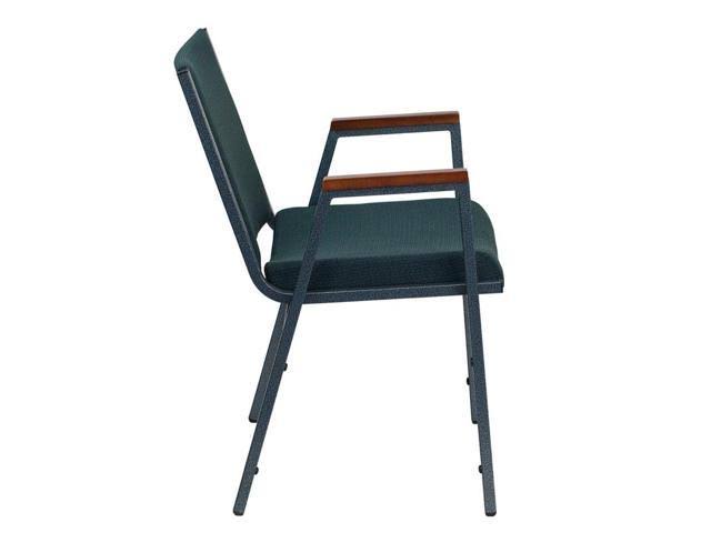 Ergode Series Heavy Duty Green Patterned Fabric Stack Chair with Arms
