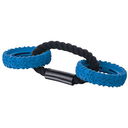 Nerf Dog (2-Pack) Tire Wheel Tug Blue u0026 Red Dog Toy, Blue/Red, Medium