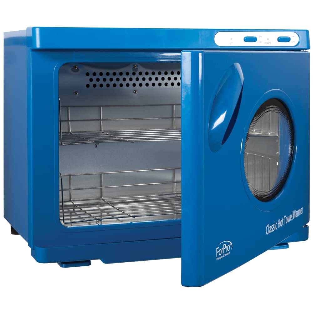 ForPro Professional Collection Classic Hot Towel Warmer Cabinet with UV Sterilizer, Extra Large Capacity, Two Stainless Steel Racks, Signature Blue