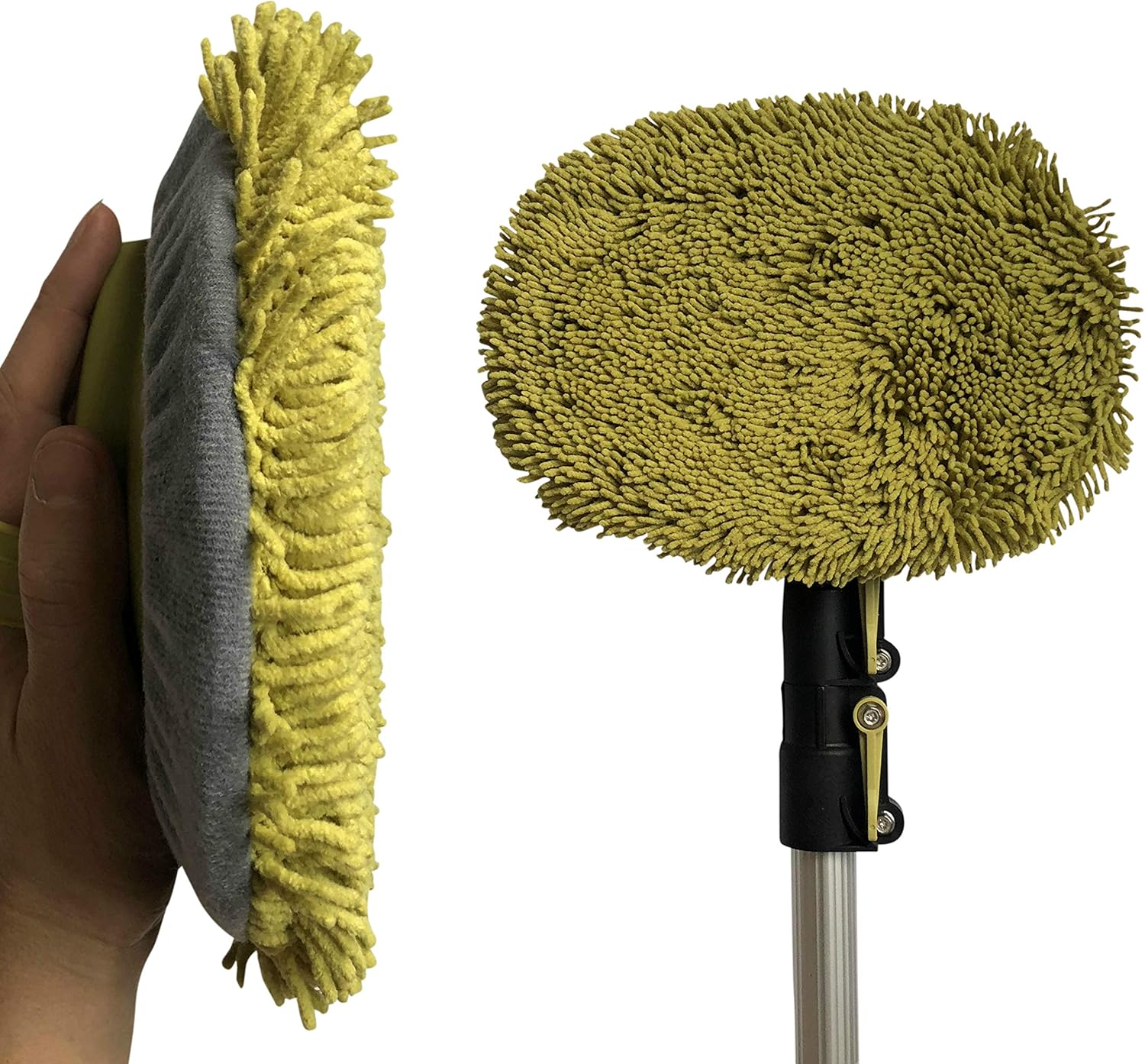 DocaPole Wall Duster with 5-12 Foot Extension Pole: Includes Telescoping Pole and Chenille Microfiber Cleaning Head for Use as Baseboard Cleaner, Wall Duster, and on High Reach Ceilings Pack of 2