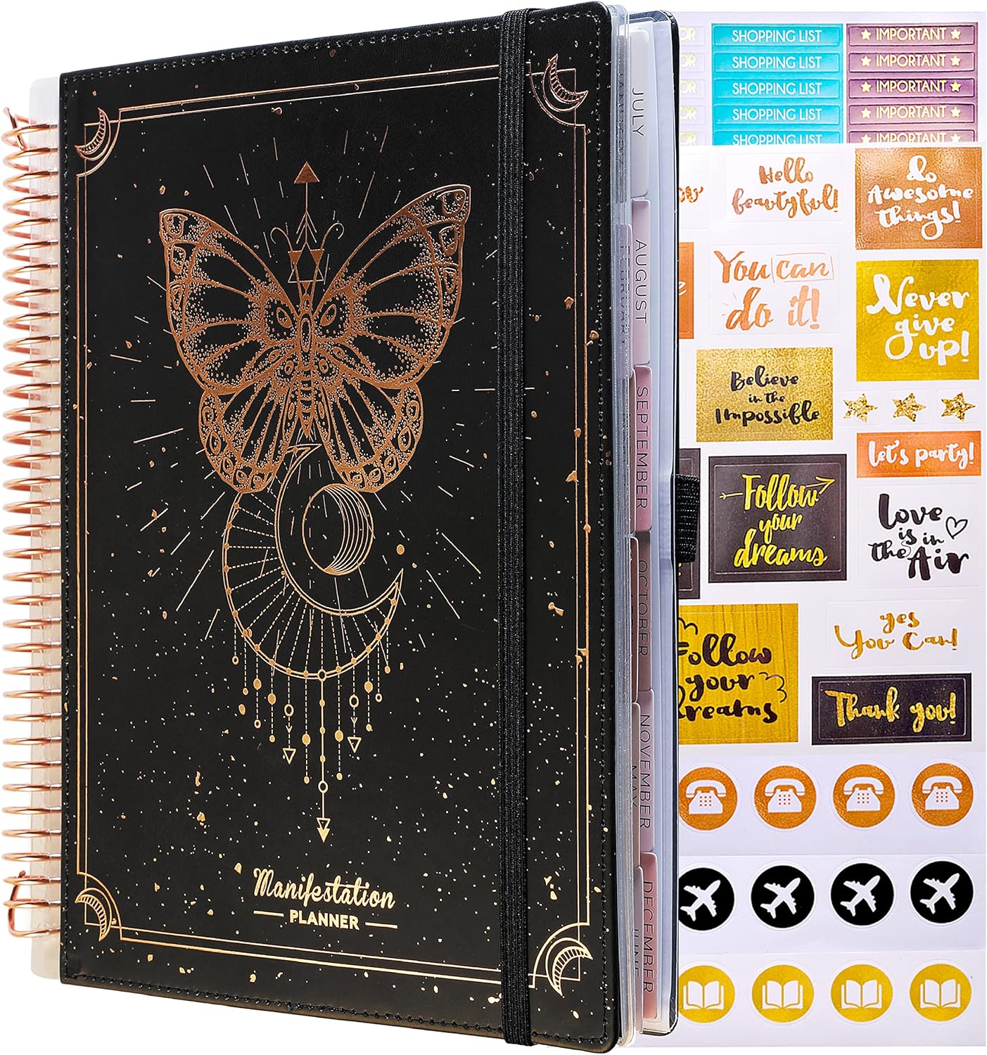 Law of Attraction Planner - Deluxe Weekly & Monthly Life Planner to Achieve Your Goals. A 12 Month Journey to Increase Productivity, - Organizer & Gratitude Journal + Stickers Pack of 2