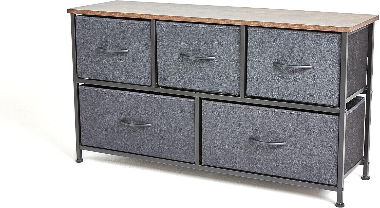Aconasik 5 Drawers Dresser -Wide Dresser ,Fabric Storage Tower ,Organizer Unit for Bedroom, Living Room, Bathroom ,Hallway,Closet Organization -Steel Frame, Wooden Top,Easy Pull and Classified Storage