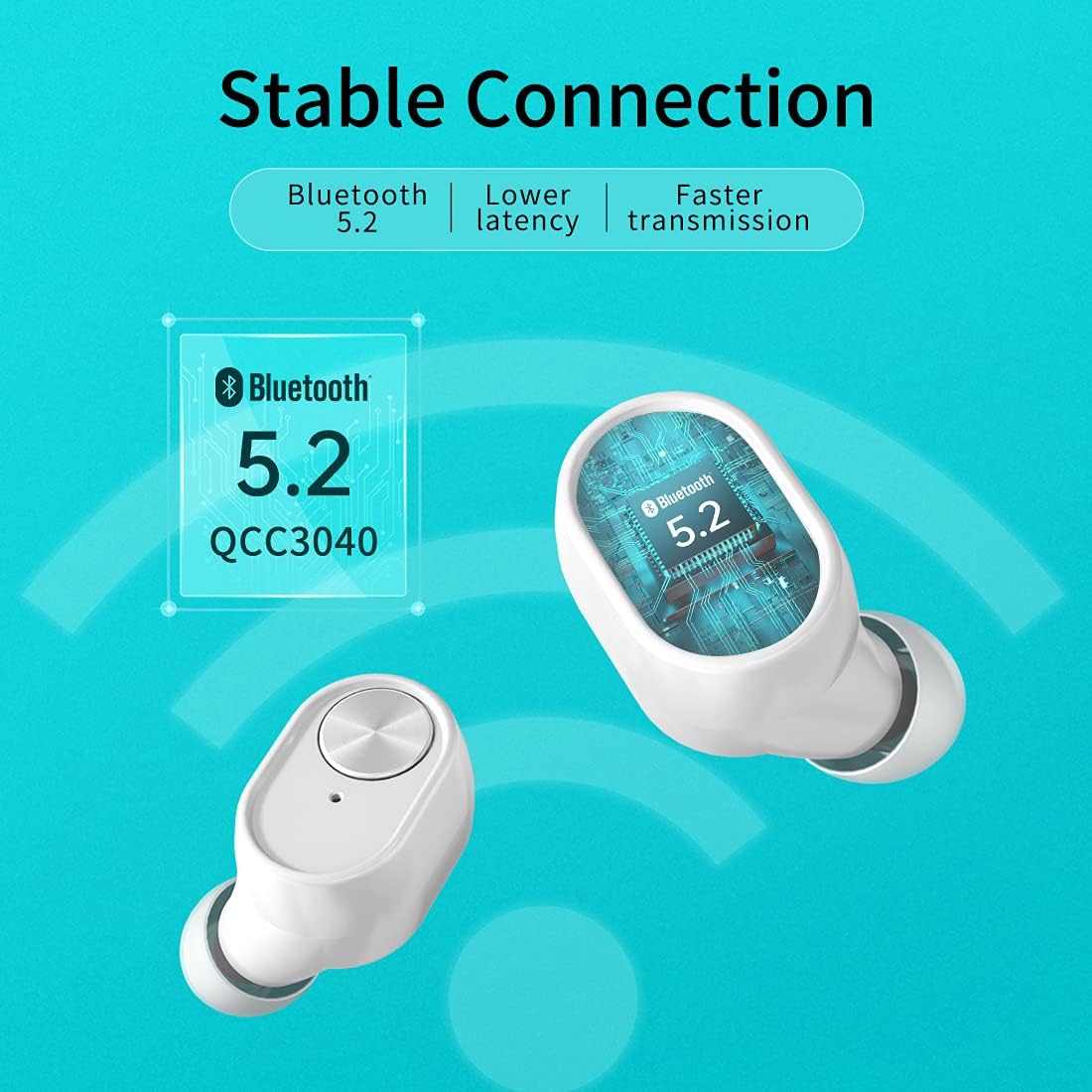 SoundMAGIC T60BT True Wireless Earbuds Bluetooth Headphones with Charging Case IPX6 Waterproof Stereo Earphones in-Ear Built-in Mic Headset Pack of 2