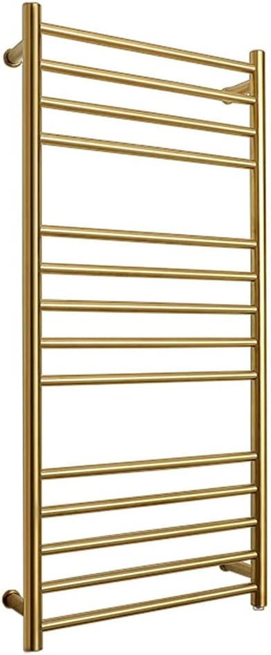 ILROOMH Heated Towel Rack, with Luxury 14 Bar SUS304 Stainless Steel Towel Warmer for Bathroom, Space Saving Wall Mounted Towel Warmers Gold,Plugin