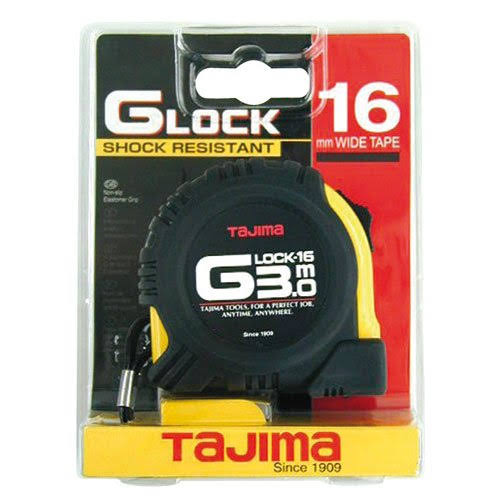 Tajima G6P30MY G-Lock Measuring Tape, Black/Yellow, 3 M x 16 mm