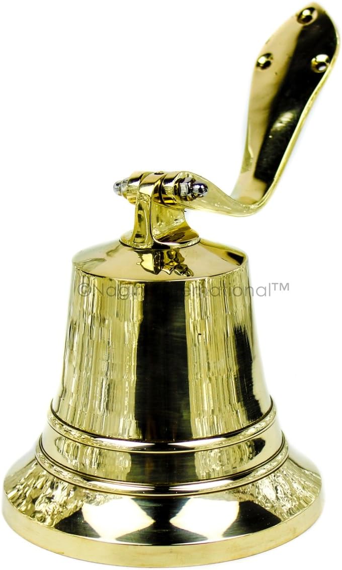 Nagina International Polished Nautical Brass Solid Ship's Bell - Captain Maritime Beach Home Decor Gift (5 Inches) Pack of 2