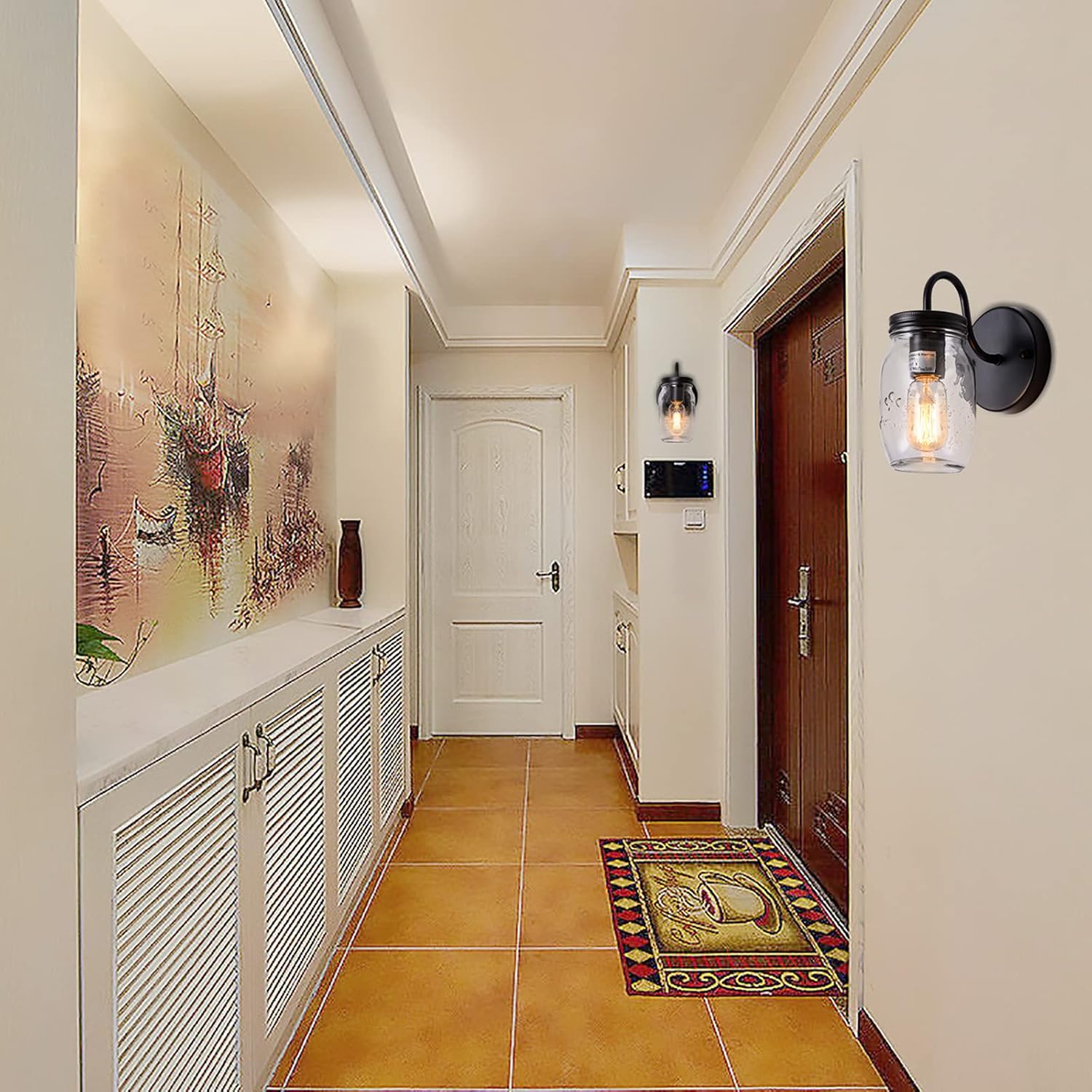 XIPUDA Sconces Wall Lighting, Retro Wall Sconces Set of Two, Black Vanity Lights Bathroom Sconces Wall Decor, Metal Wall Sconces Farmhouse Wall Lamp for Bedroom Mirror Living Room Hallway