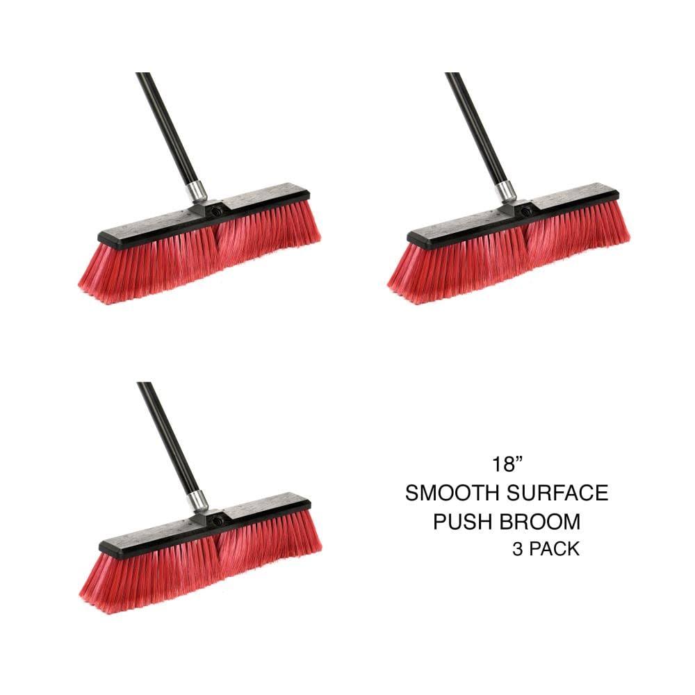 Alpine Industries 24-in Poly Fiber Push to Center Push Broom (3-Pack) in Red | 460-24-2-3