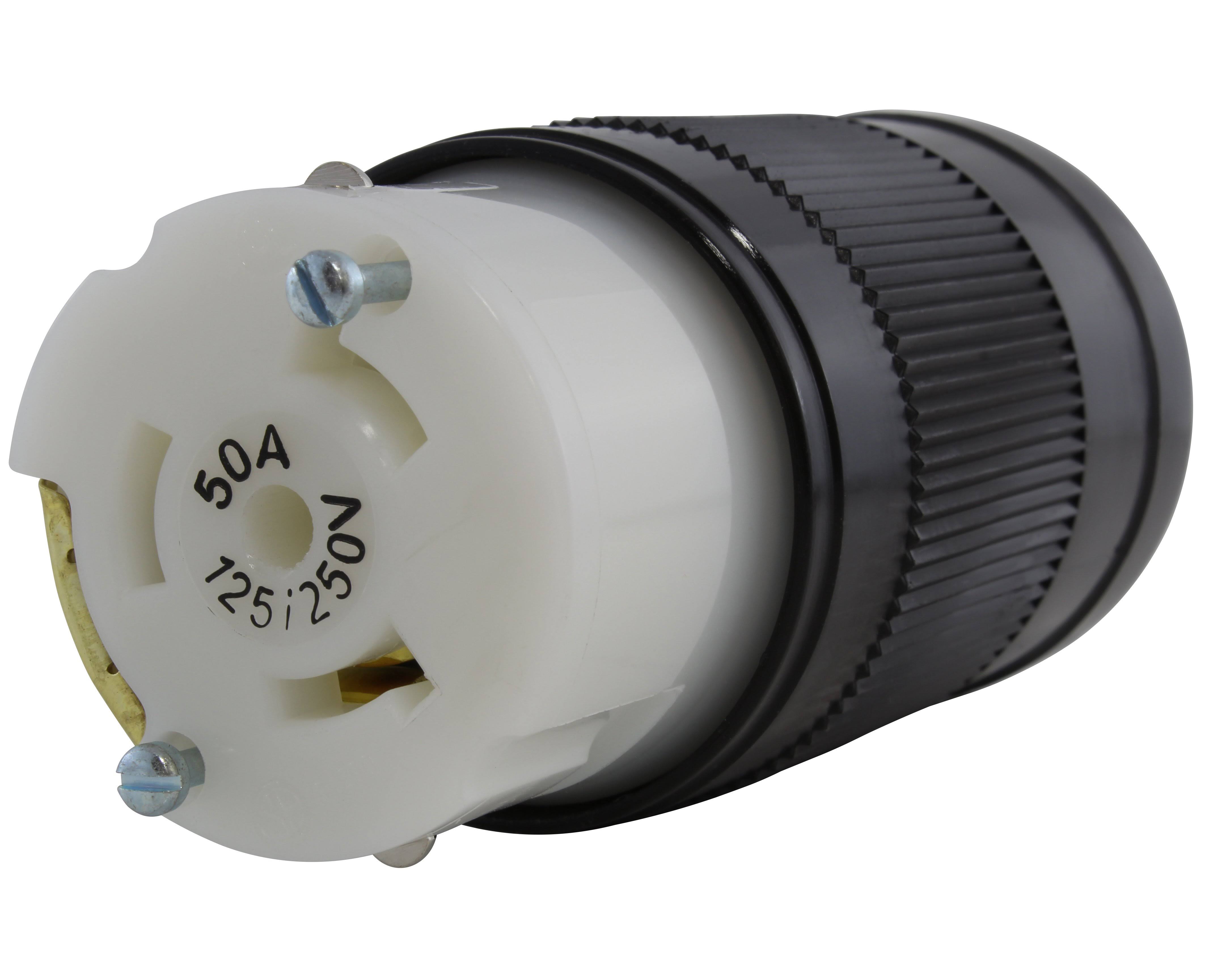 AC Works 50 Amp 125/250-Volt 4-Prong Locking Female Connector, Black