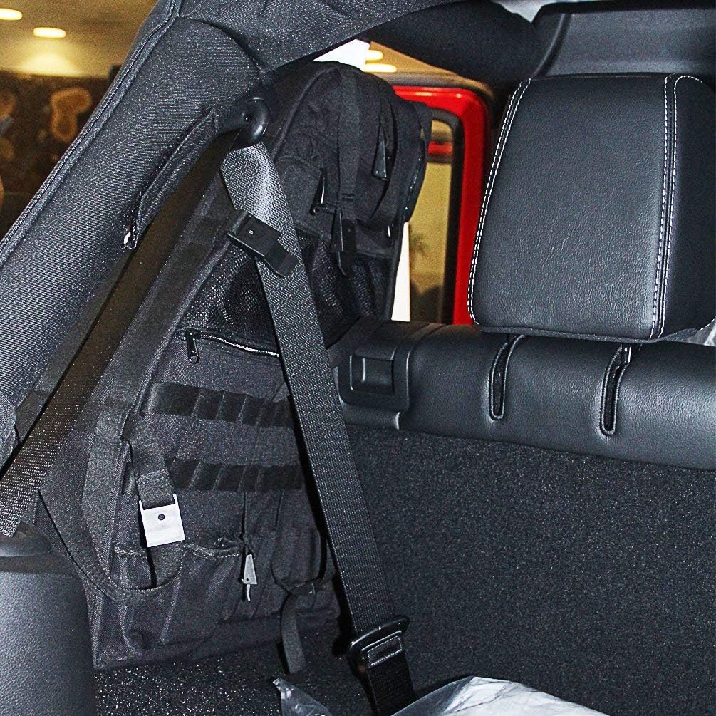 SUNPIE Roll Bar Storage Bag Cage for 2007~2018 J eep Wrangler JKU 4 Doors with Multi-Pockets & Organizers & Cargo Bag Saddlebag Tool Kits Holder-Pack of 2