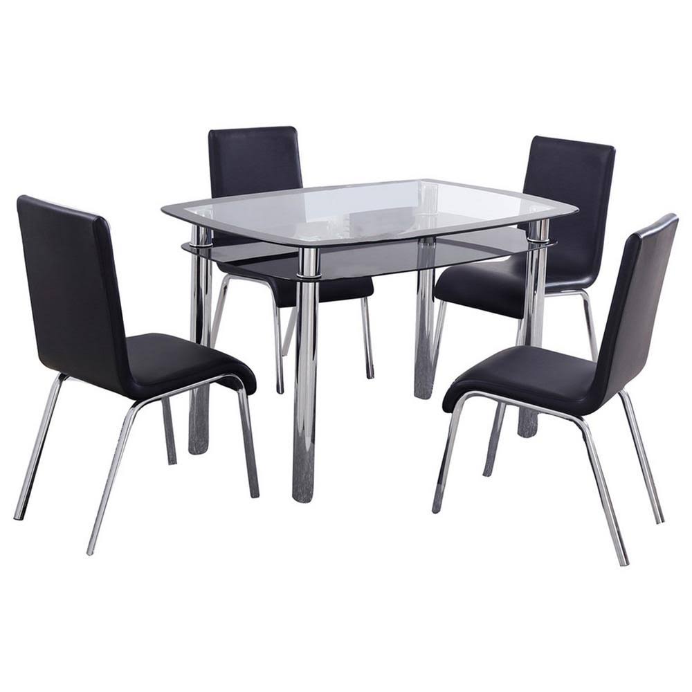 Best Master Furniture 5-Piece Contemporary Dinette Set, Black