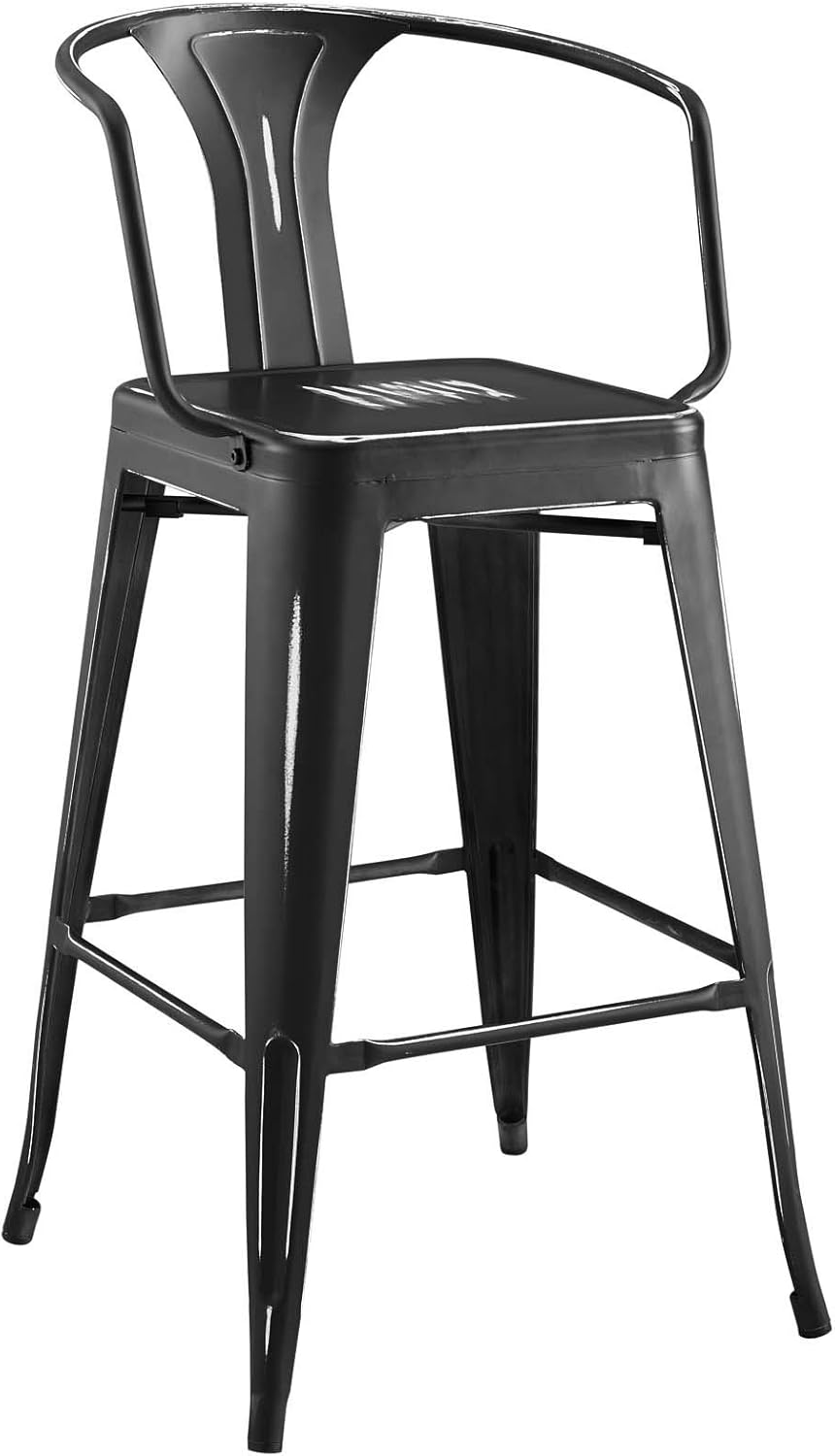 Modway Promenade Metal Bar Stool in Black (Set of 4)