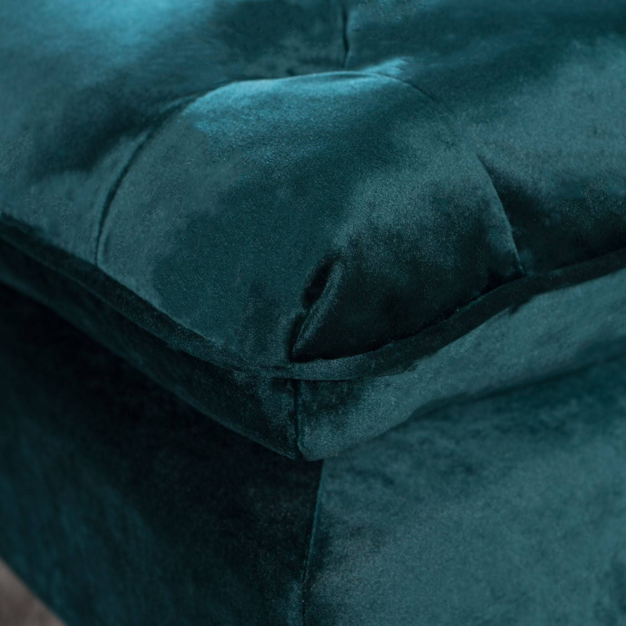 28.25x22 Teal Blue and Black Solid Rectangular Ottoman Footstool