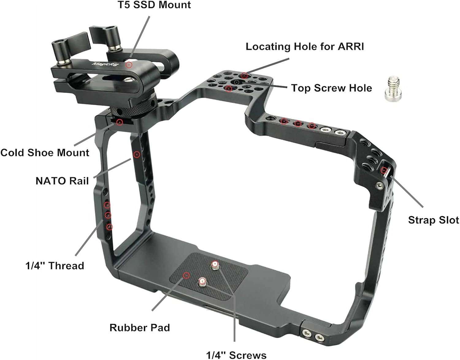 MAGICRIG BMPCC 6K Pro Cage with T5 SSD Mount Only for Blackmagic Design Pocket Cinema Camera 6K Pro