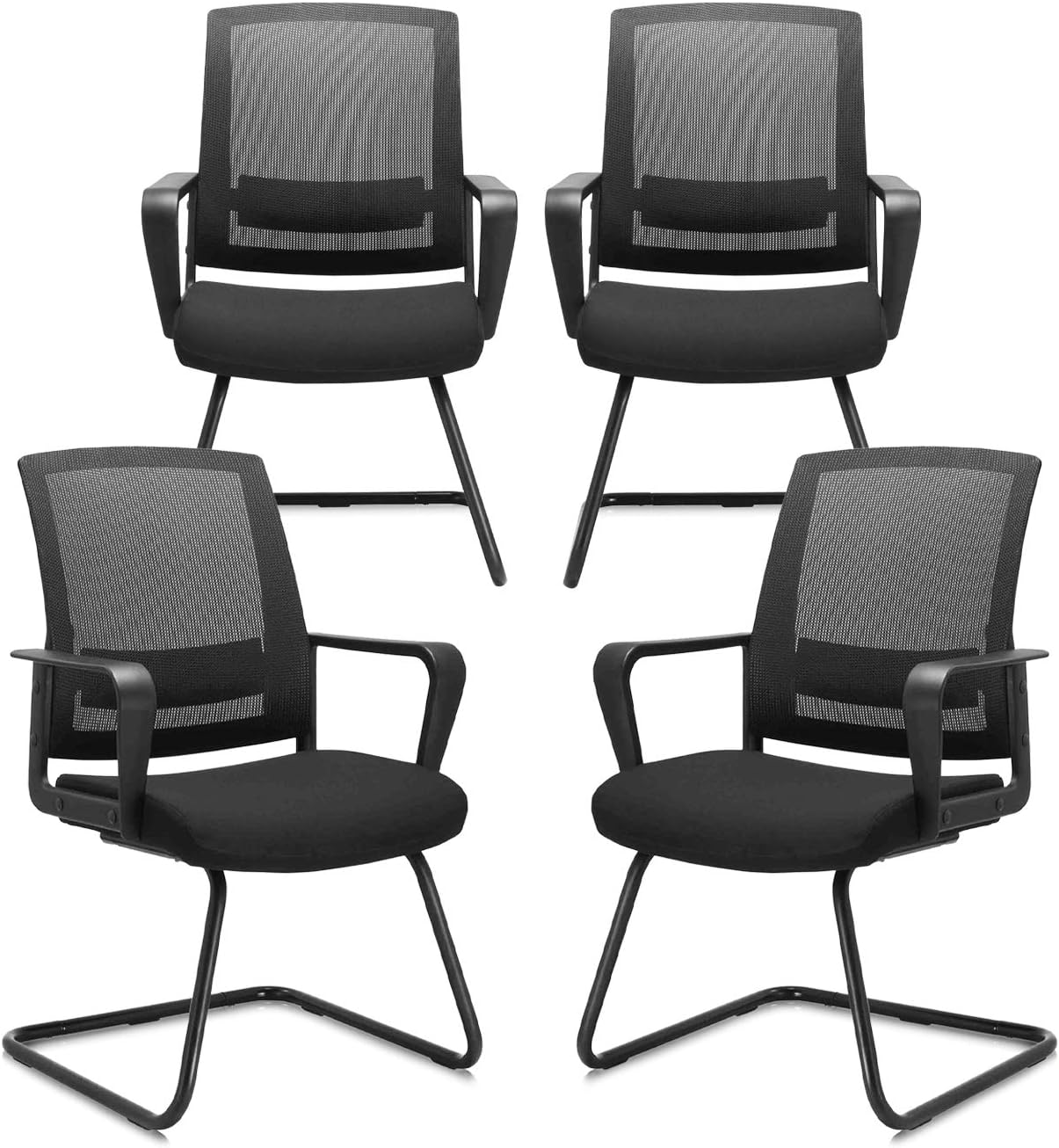 CLATINA Office Guest Chair with Lumbar Support and Mid Back Mesh Space Air Grid Series for Reception Conference Room 4 Pack