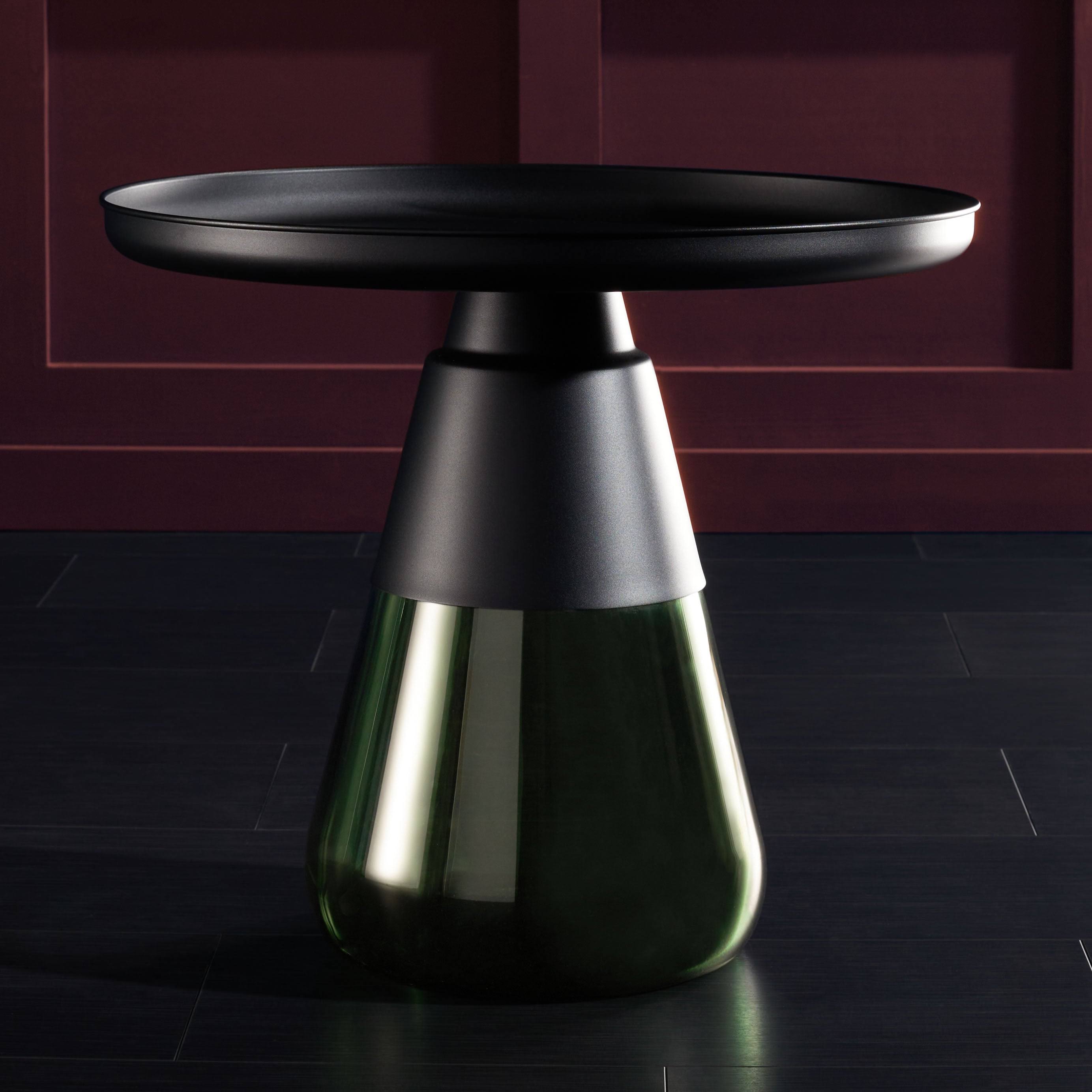 Safavieh SFV9303F-2BX Casella Glass Base Table Black u0026 Green