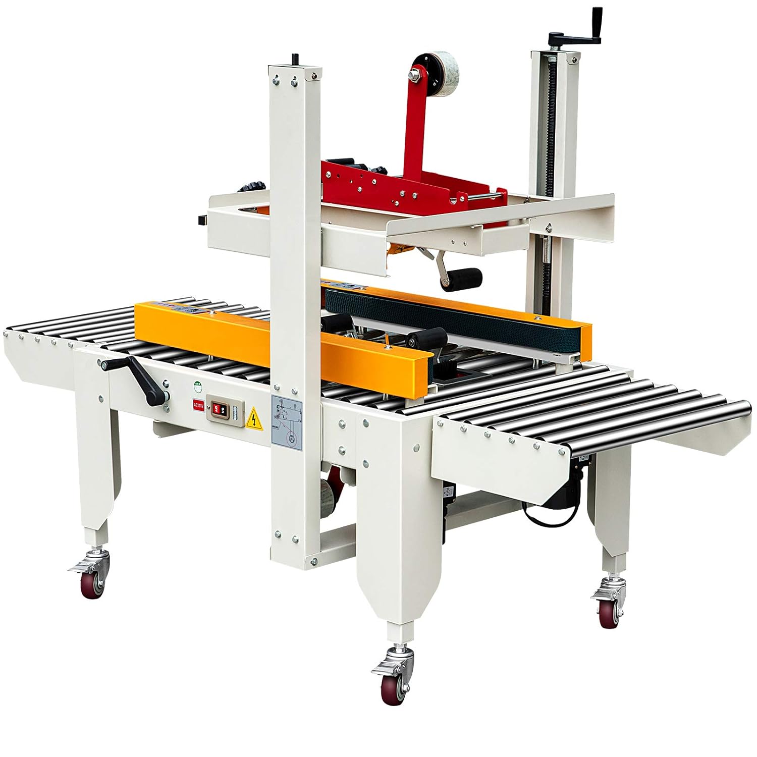 VEVOR Case Sealer 180W Box Sealing Machine, Automatic Box Sealer, Double-Flap Case Sealer, Carton Sealer 0-18 m/min in Conveying Speed, Carton Taping Machine with Four Rolls of Tape