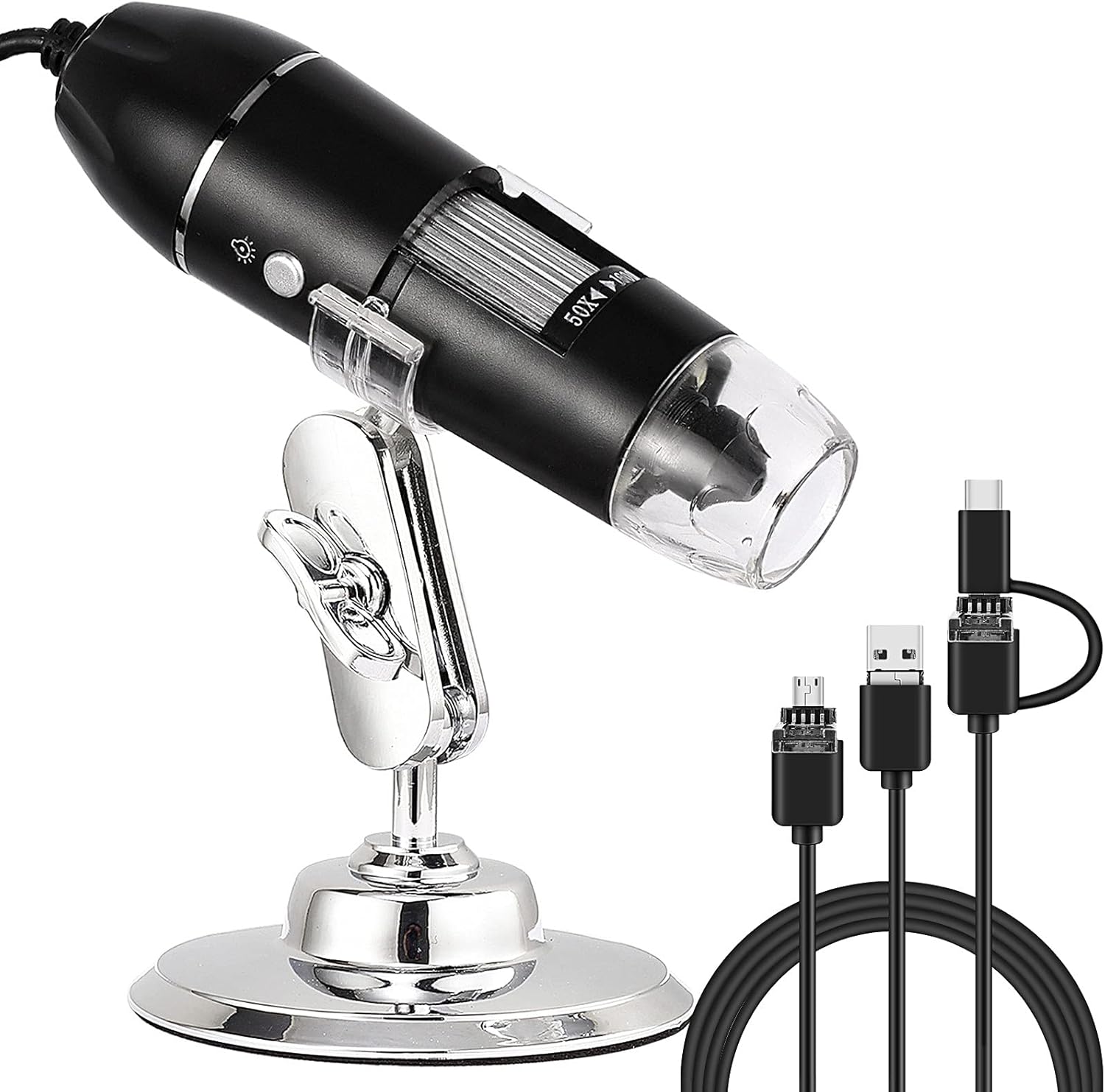 Leipan 3 in 1 USB Digital Microscope 1600X Handheld Zoom Mignification with Universal Rotating Base and 8 LED Lights for Kids and Adults Compatible with Windows,Mac and Android