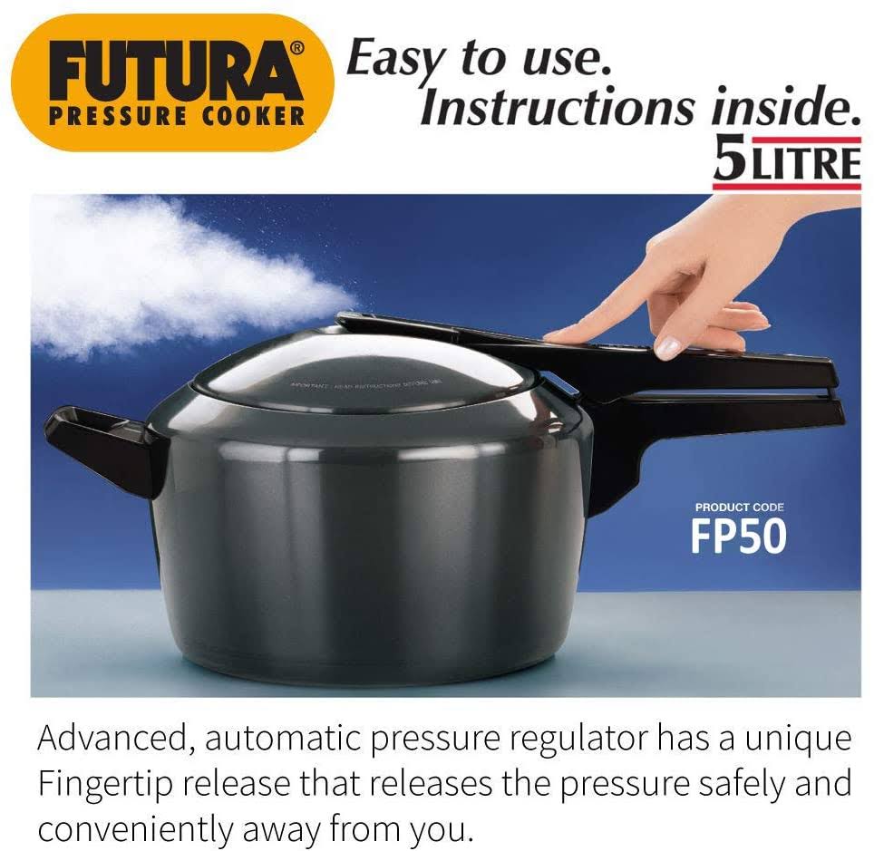 Hawkins F10 Futura Hard Anodised Pressure Cooker 5 L Black