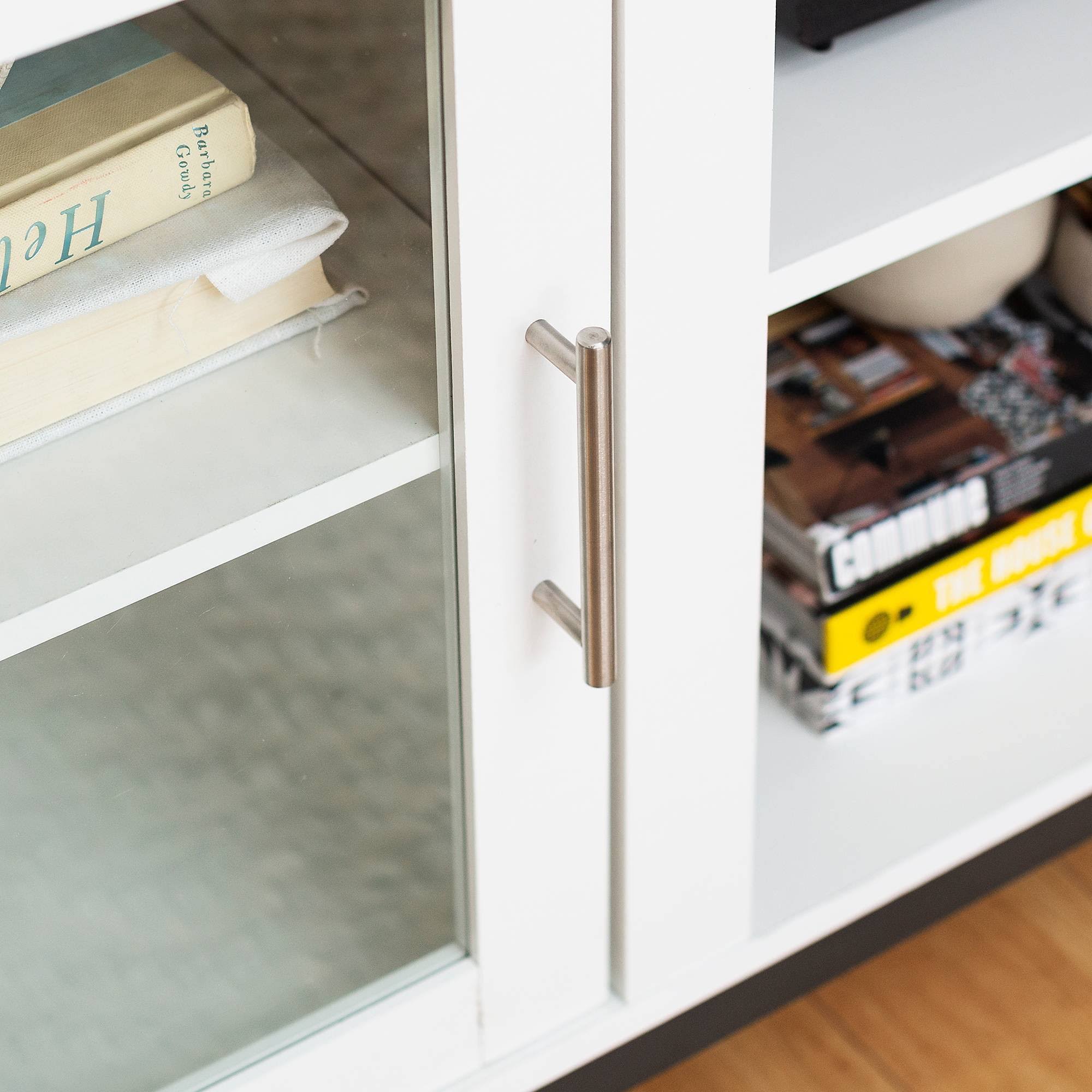 Pierceton Modern Silver Leg 6 Cord Port TV Stand for TVs Up to 58x22 White - Saracina Home