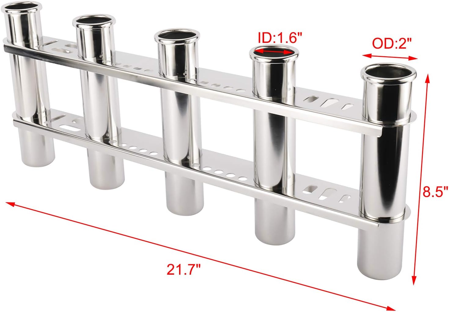 NovelBee 316 Stainless Steel 5 Tubes Fishing Rod Holder for Boat Marine Kayak Yacht