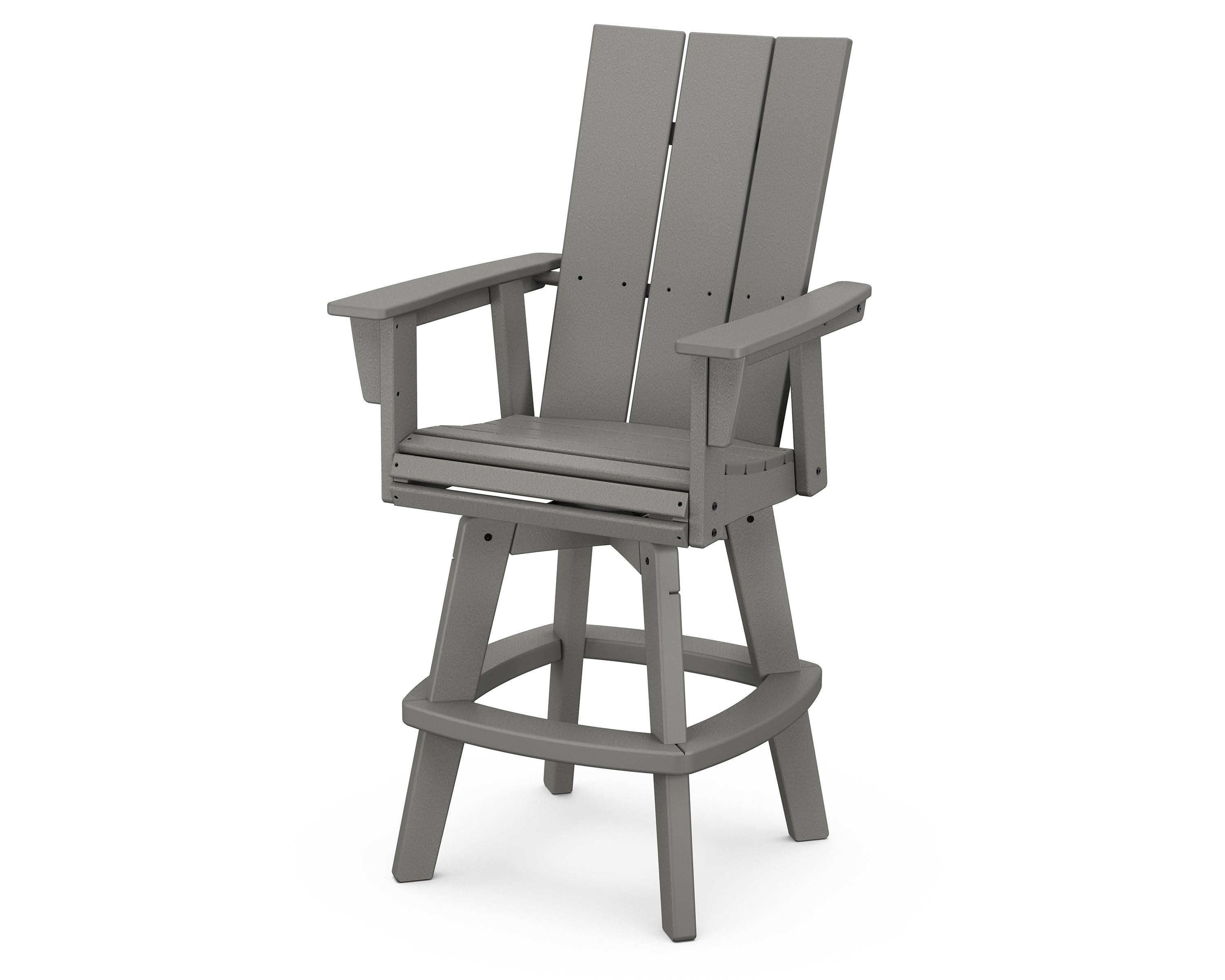 POLYWOOD Modern Adirondack Swivel Bar Chair in Slate Grey