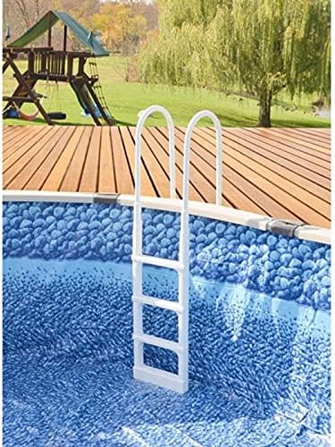 New Main Access 200300 ProSeries Above Ground Swimming Pool Step Ladder Entry System with Convenient Adjustable Handrails, White