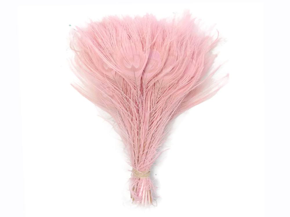 Peacock Feathers, Dusty Pink - 100 Pieces Bleached and Dyed Peacock Tail Feathers