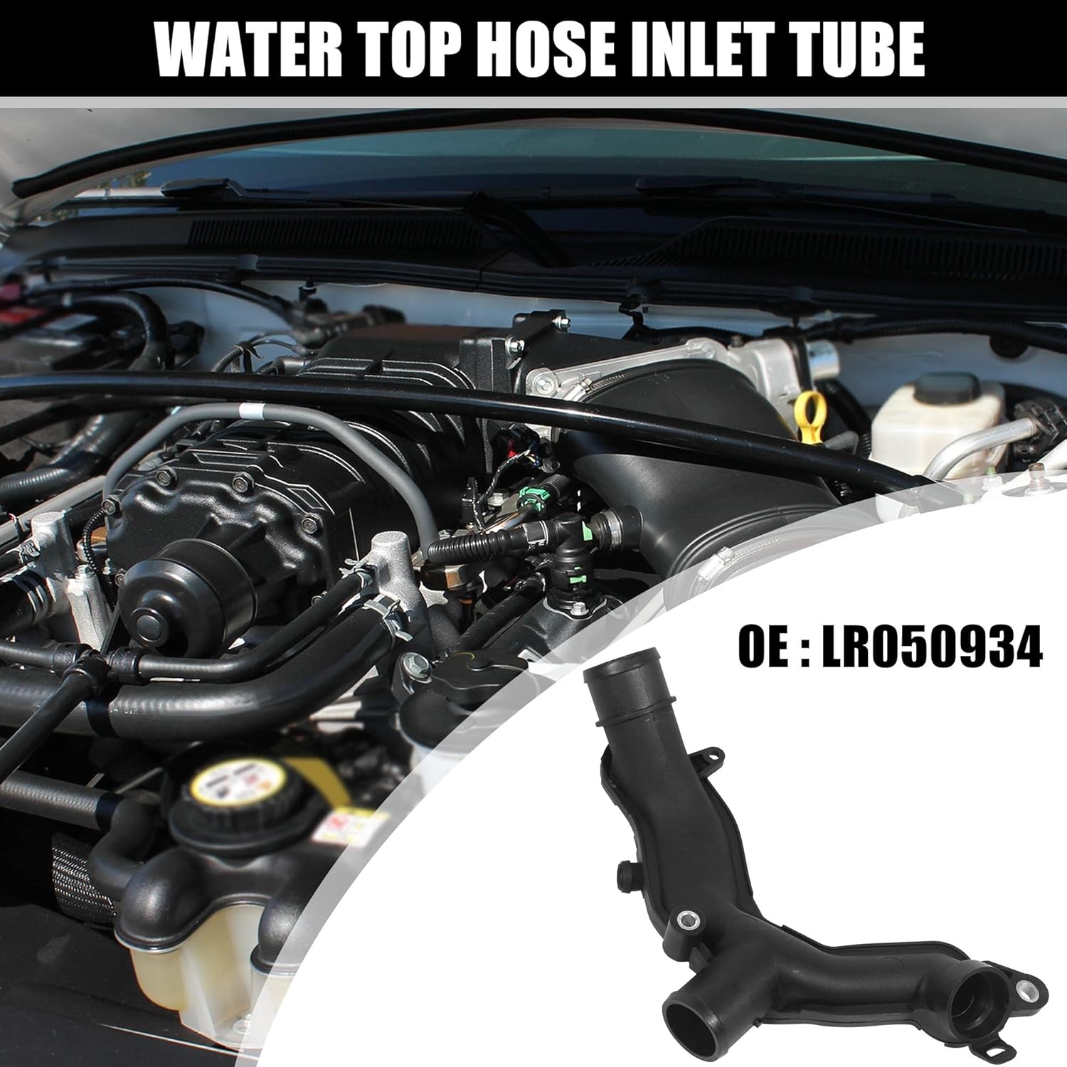 X AUTOHAUX Water Hose Pipe Thermostat Top Hose Inlet Tube LR050934 for Land Rover for Range Rover 2010-2016 Plastic Black