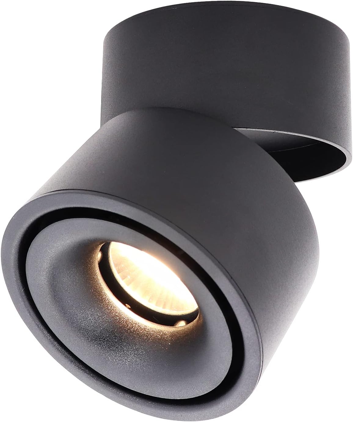 GHCKER Surface Mounted Downlight COB Light Source 12W 3000k Warm Light Circular Folding Room Glare Ceiling Light Wall Spotlight Living Room Bedroom Aisle Decorative Lighting (Black)