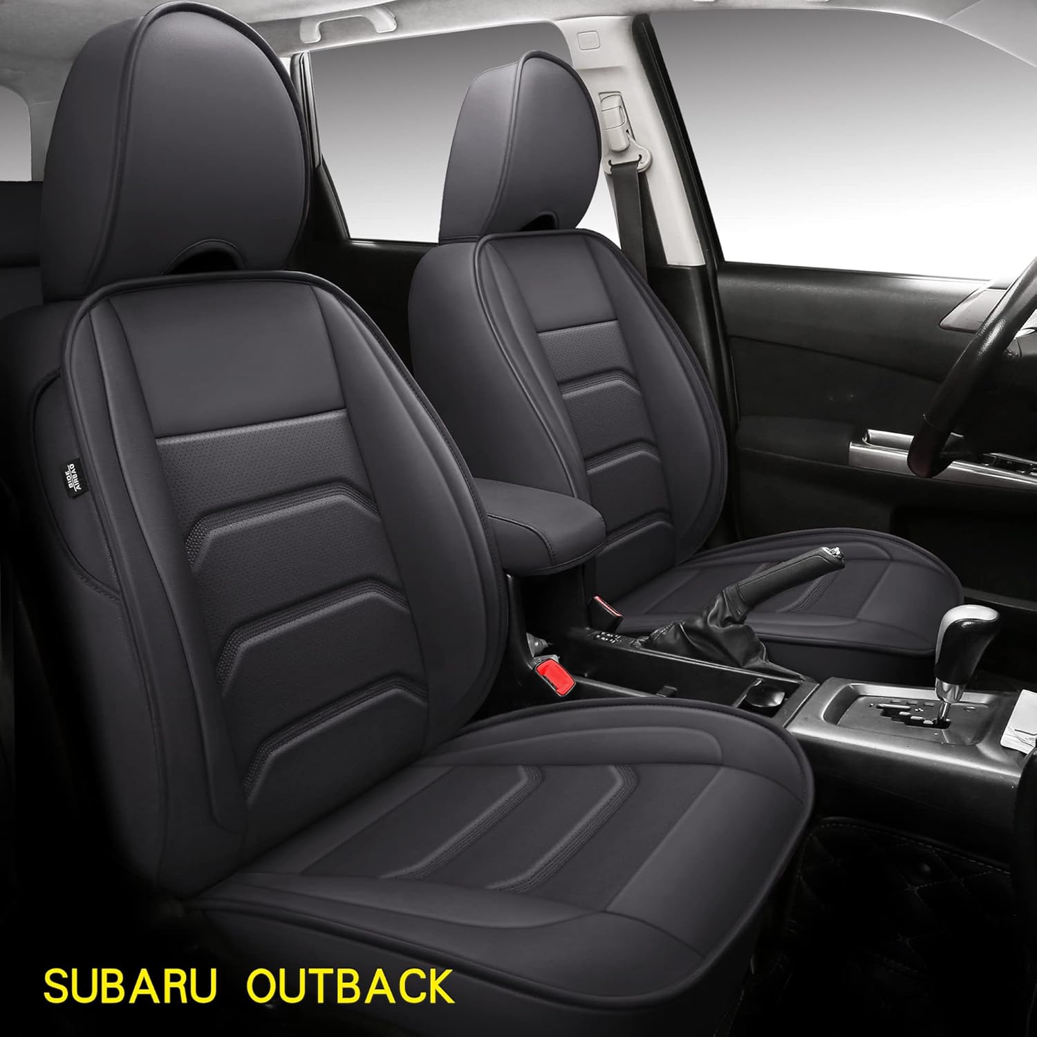 Isen-CoverAuto Full Coverage Faux Leather Custom Car Seat Covers Full Set Fit for 2015-2021 Subaru Outback (Subaru Outback 2010-2014, Black)