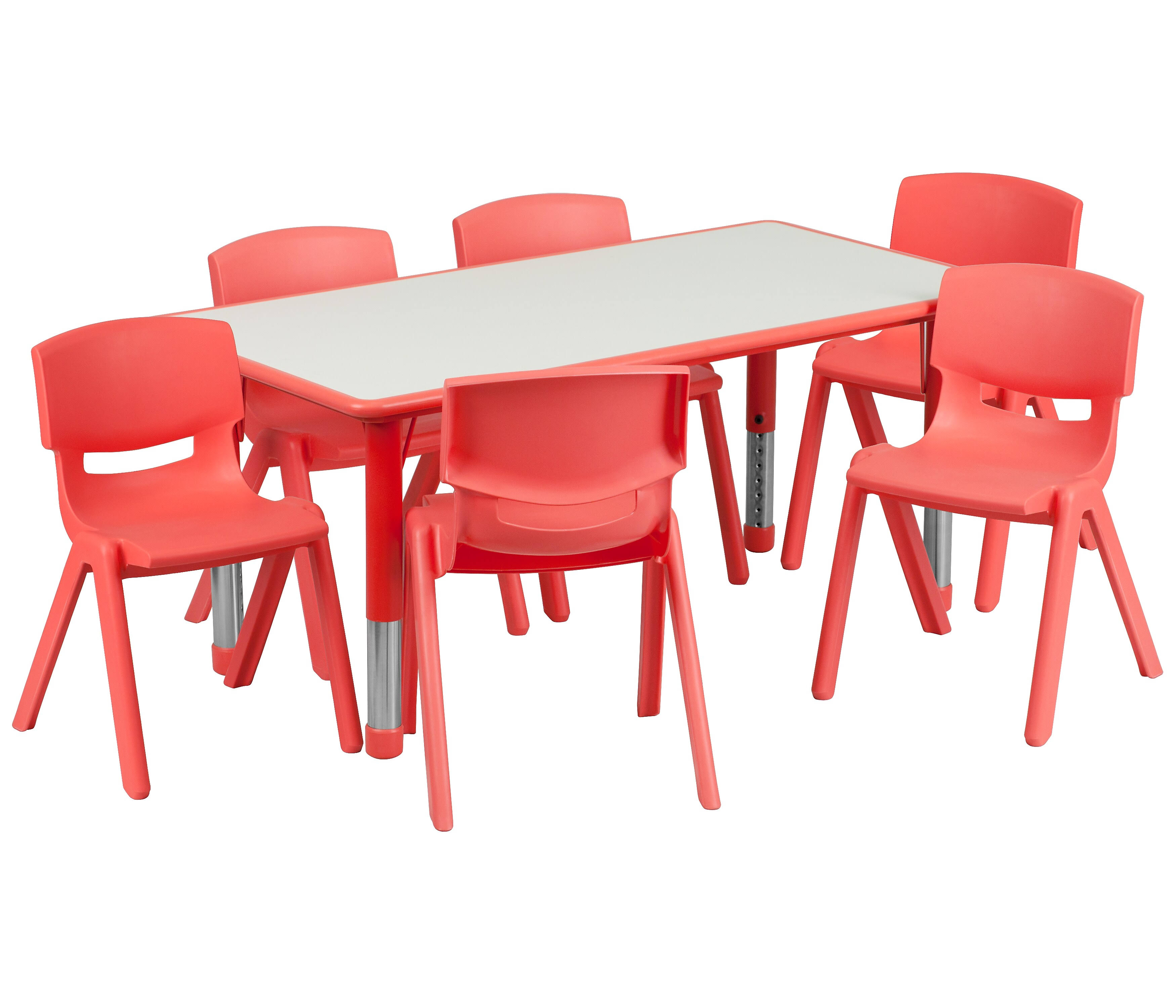 Flash Furniture Plastic Activity Table Set with 6 School Stacking Chairs, Red