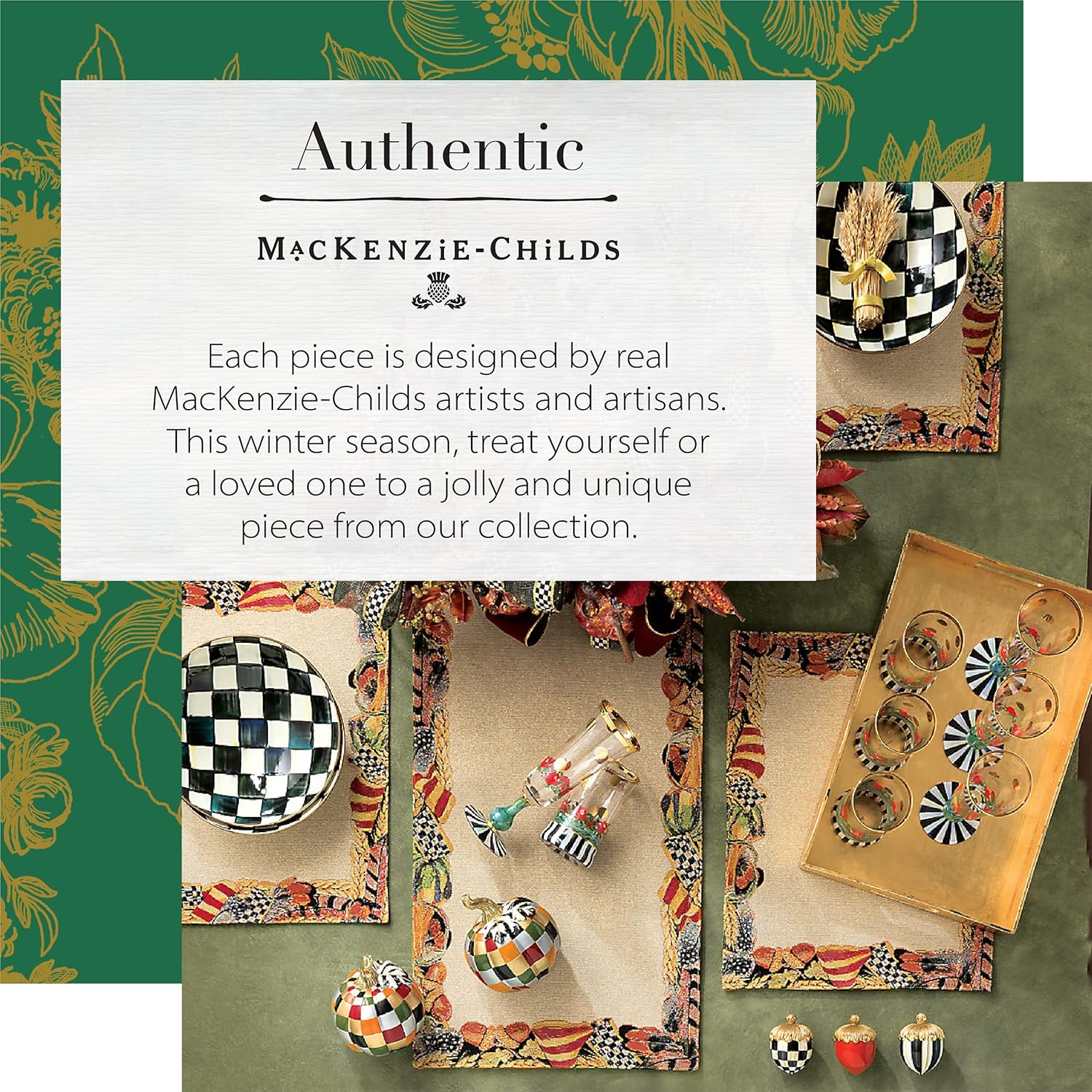 MacKenzie-Childs Courtly Acorns for Decorating, Table Decorations for Living Room, Dining Table Centerpieces, and More, Set of 3