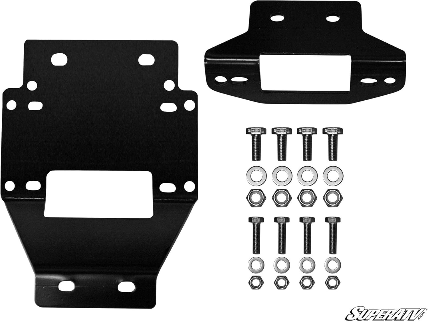 SuperATV 4500 lb Black Ops Winch with Heavy Duty Winch Mounting Plate for 2011-2014 Polaris RZR XP 900 / RZR XP 4 900 | Complete Winch Kit Combo Ready For Install!