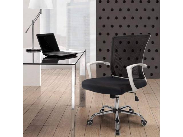 Furmax Office Chair Mid Back Swivel Lumbar Support Desk Chair, Computer Ergonomic Mesh Chair with Armrest (Black)
