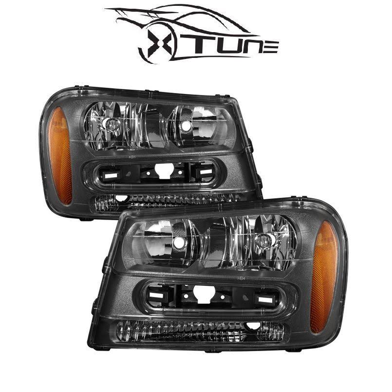 Xtune Chevy Trailblazer 02-09 Crystal Headlights Black HD-JH-CTB02-AM-BK