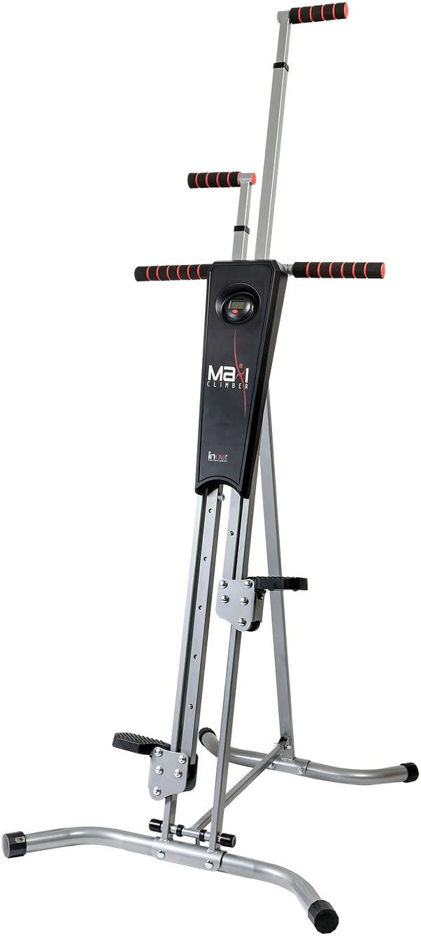 Maxi Climber The Original Patented Vertical Climber, As Seen On TV - Full Body Workout with Bonus Fitness App for iOS and Android, Black & Silver