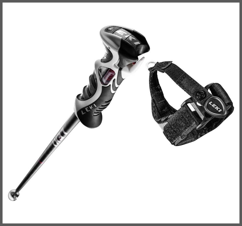 Leki Bold Lite S Poles Black White Red (Pair)