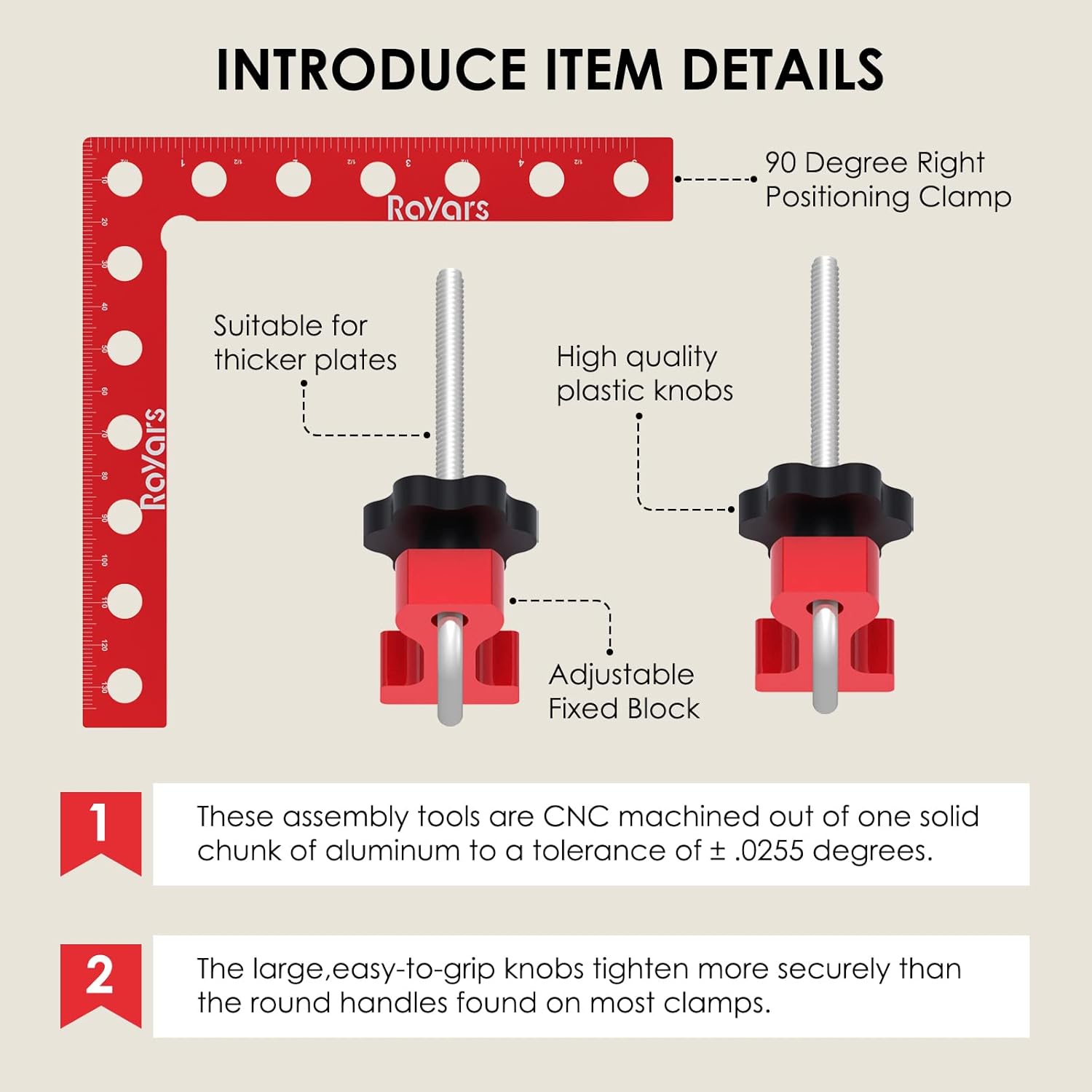 Royars Update 90 Degree Positioning Squares Right Angle Clamps for Woodworking,2 Pack（5.5