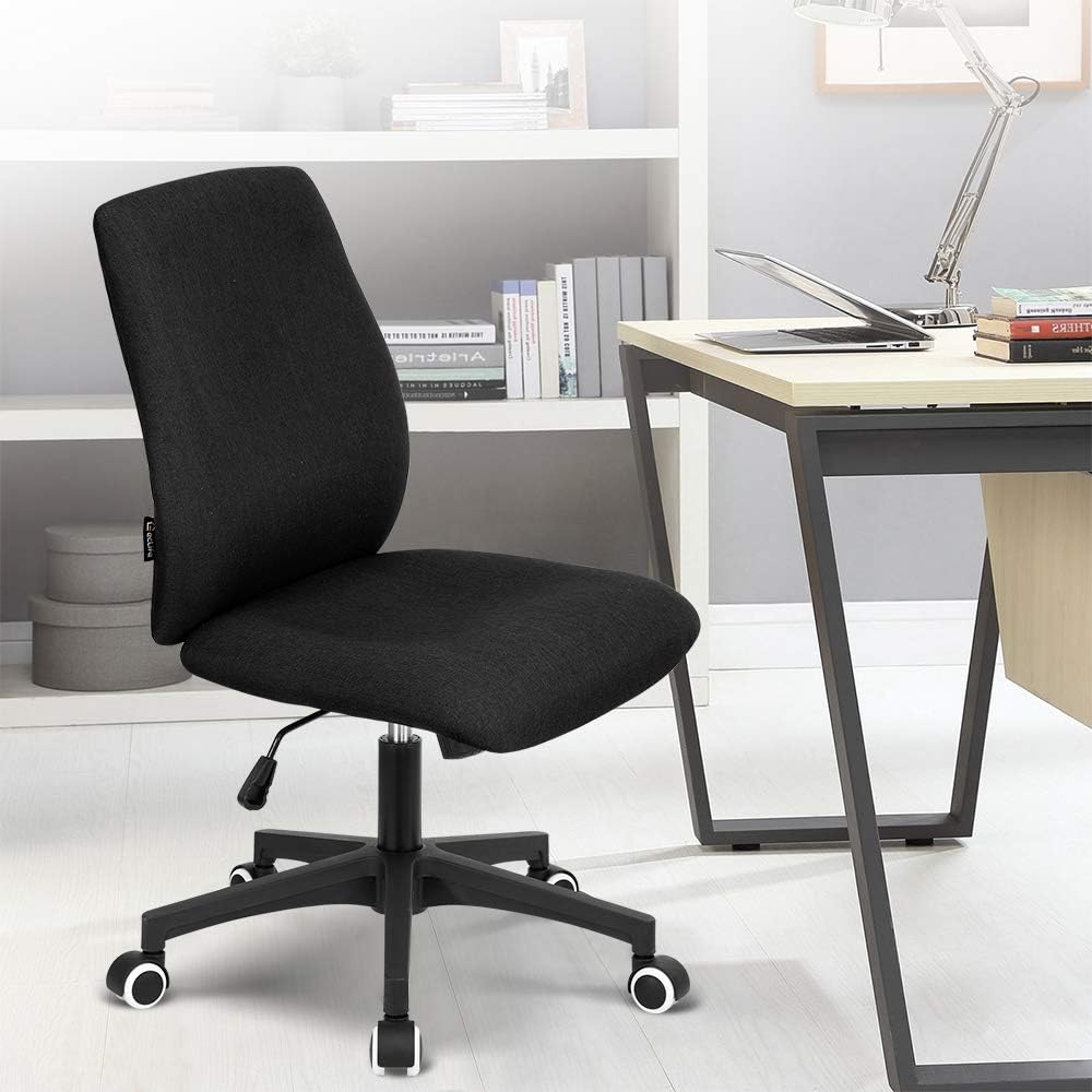 Okeysen Office Desk Chair, Ergonomic Mid Back Armless Task Studio Chair, Fabric Swivel Computer Chair Without Arms. (Gray)