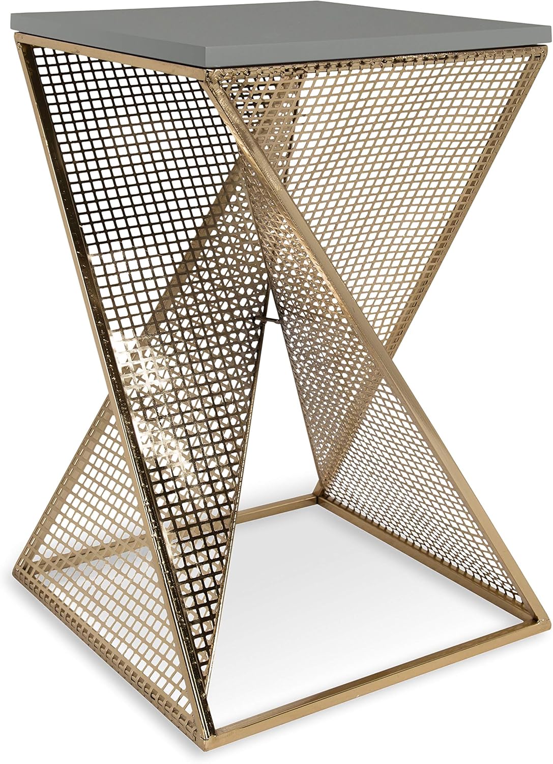 Kate and Laurel Elita Walnut Wood and Metal Accent Side Table