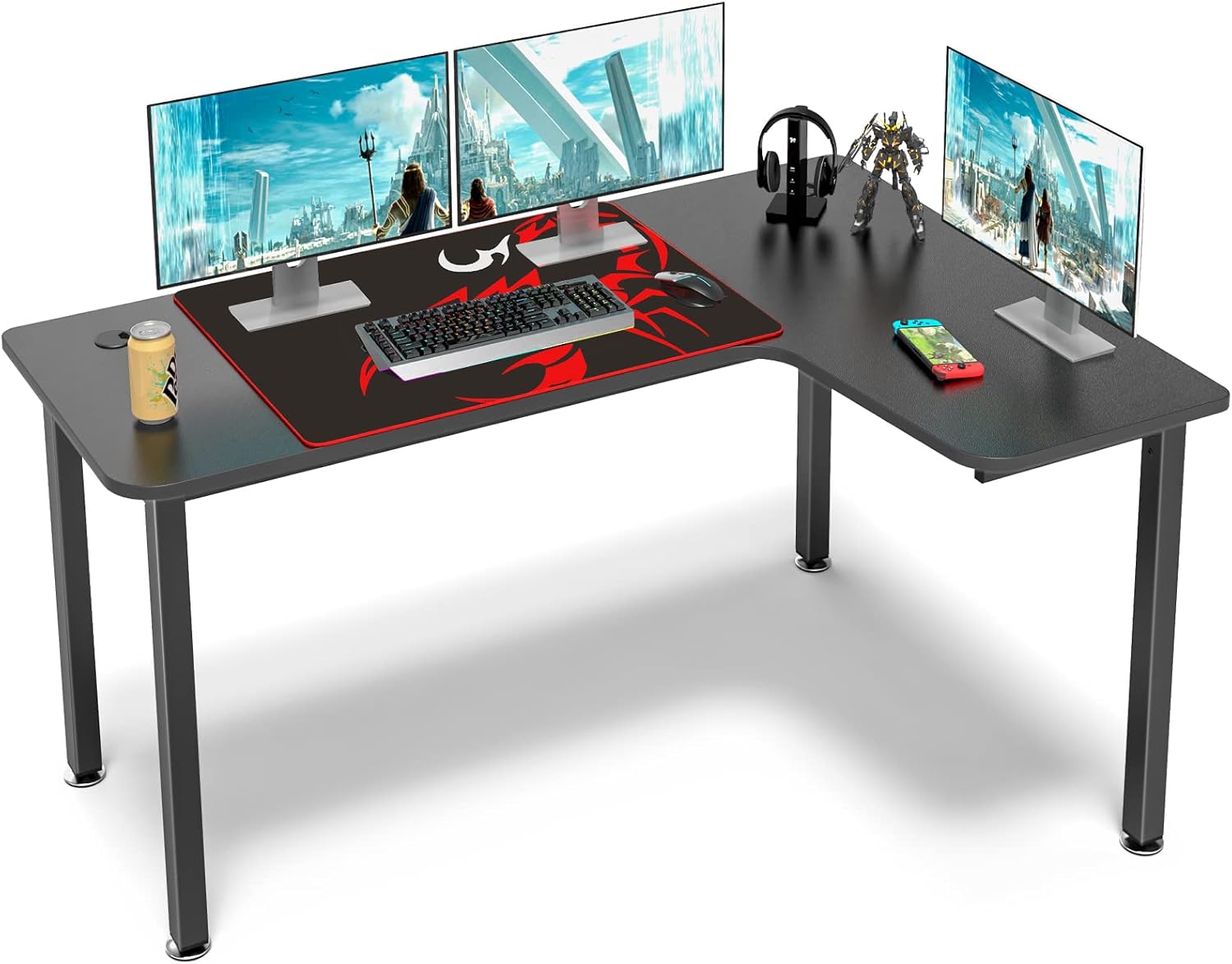 EUREKA ERGONOMIC 47 Inch Teak Home Office Computer Desk, Simple Modern Sturdy Work Study Writing PC Gaming Table for Large Spaces in Adults Teens Kids Bedroom Corner with Black Legs Pack of 2