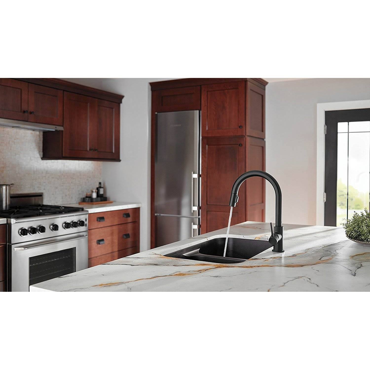 Delta 9159-BL-DST Trinsic Single Handle Pull-Down Kitchen Faucet - Matte Black