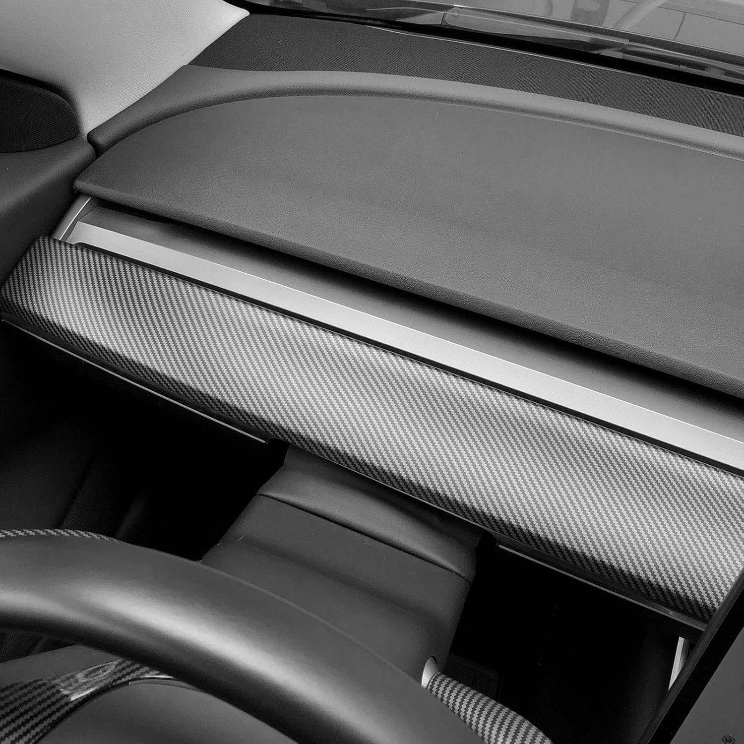 RSZX Tesla Model 3 Model Y Dashboard Wrap Carbon Fiber Pattern ABS Plastic Dashboard Cover - Tesla Model 3 Model Y Accessories Pack of 2