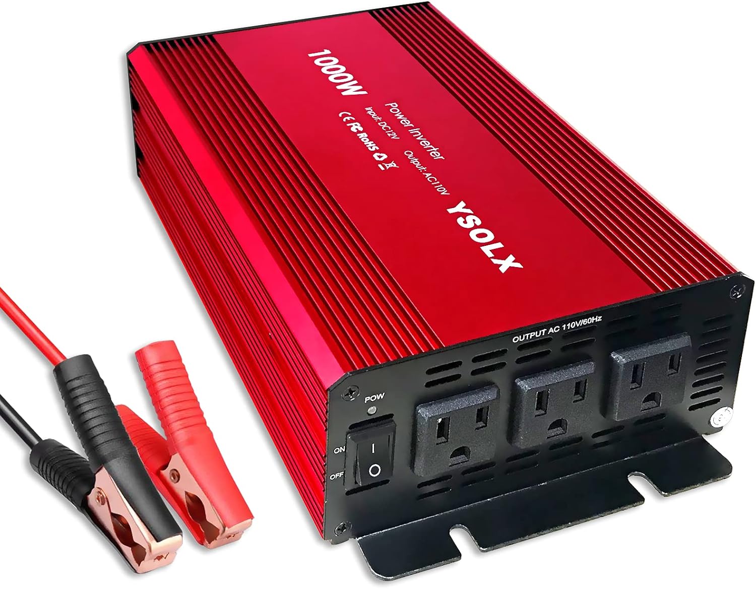 Power Inverter 12v to 110v, Dc to Ac Converter with 3 AC Outlets, 1000W Modified Sine Wave Inverter for Car/RV/Home