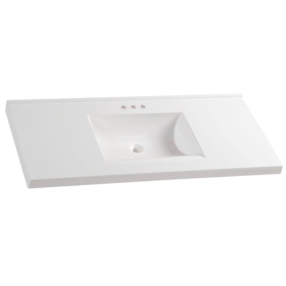 Glacier Bay 49 in. W x 22 in. D Cultured Marble Vanity Top in White with White Sink