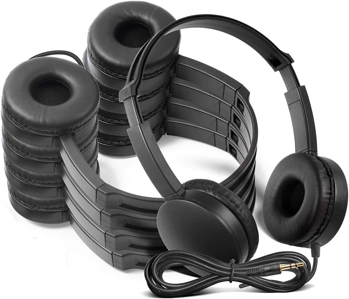 Kaysent School Headphones for Classroom Students - (KHPC-12B) 12 Packs Black Color Kids' Headphones for School, Library, Computers, Children and Adult(No Microphone) Pack of 2